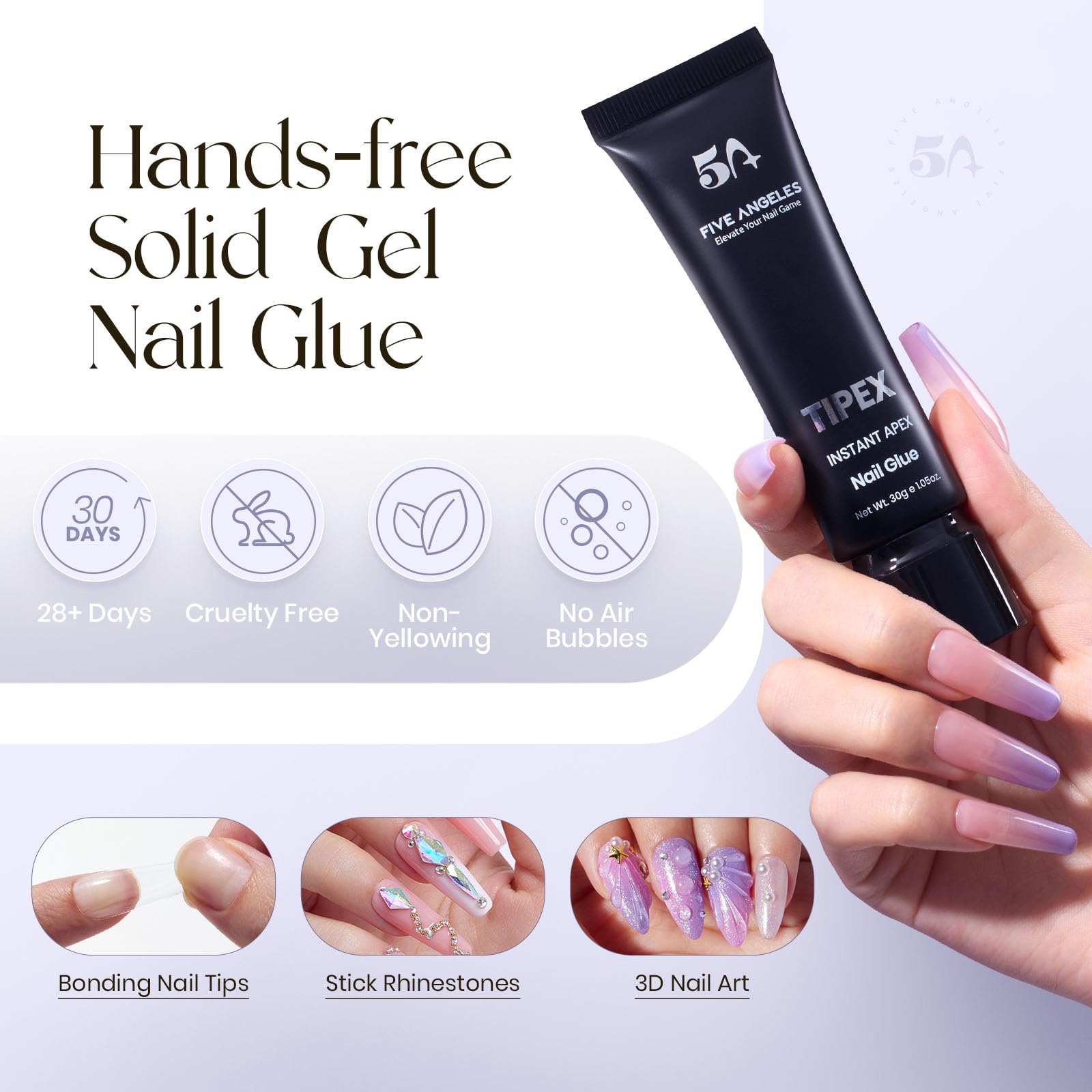 Five Angeles Tipex Instant Apex Gel Nail Tips Kit – 500pcs with UV Glue