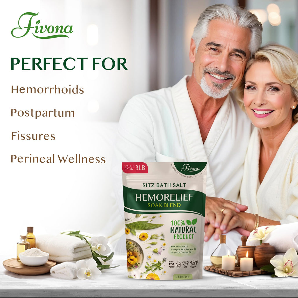 FIVONA Sitz Bath Salts for Hemorrhoids & Postpartum Care - 3LB Value Pack with Epsom Salt