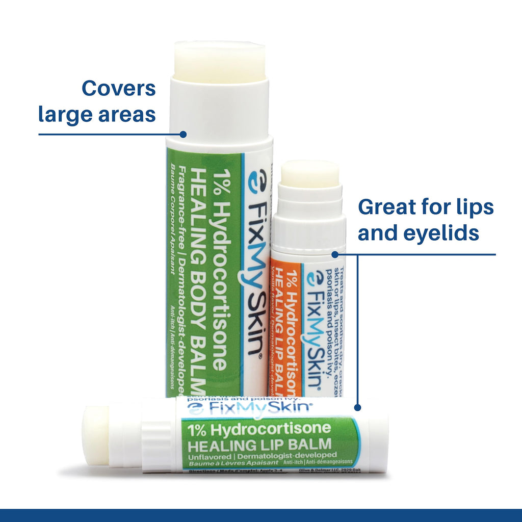 FixMySkin 1% Hydrocortisone Healing Lip Balm – Vanilla | Dermatologist-Developed & Travel-Friendly