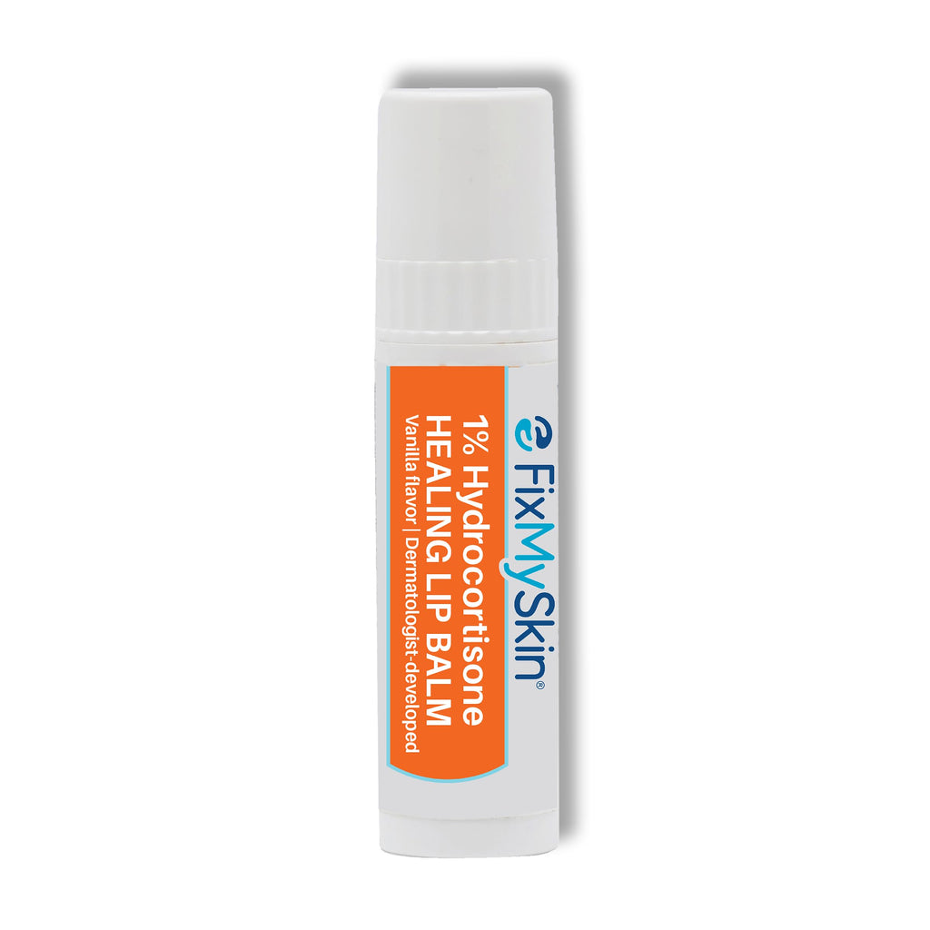 FixMySkin 1% Hydrocortisone Healing Lip Balm – Vanilla | Dermatologist-Developed & Travel-Friendly