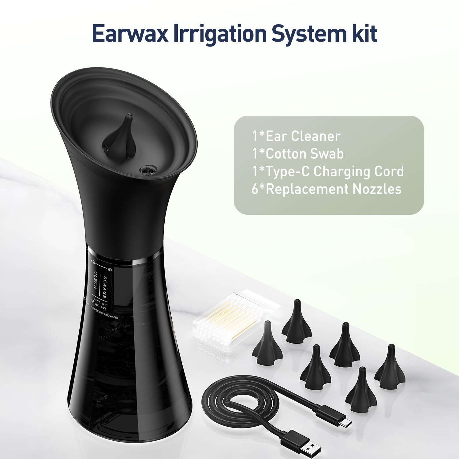 FlaoAito Ear Wax Removal - Electric Ear Cleaner IPX7, 4 Modes, Dual Tanks