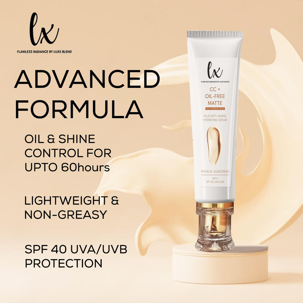 Flawless Radiance by Luxe Blend | Lx Blend CC+ Cream – Oil-Free Matte Foundation SPF 40