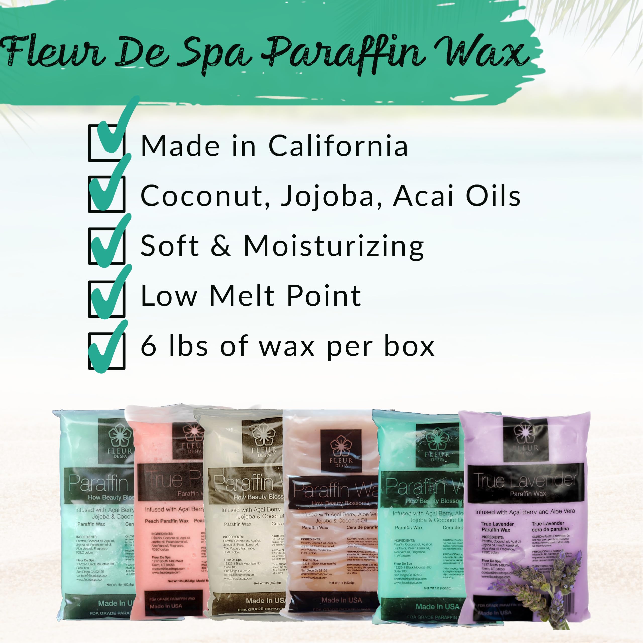 Fleur de Spa Paraffin Wax Refills 6lb – USA Made with Coconut & Jojoba Oils