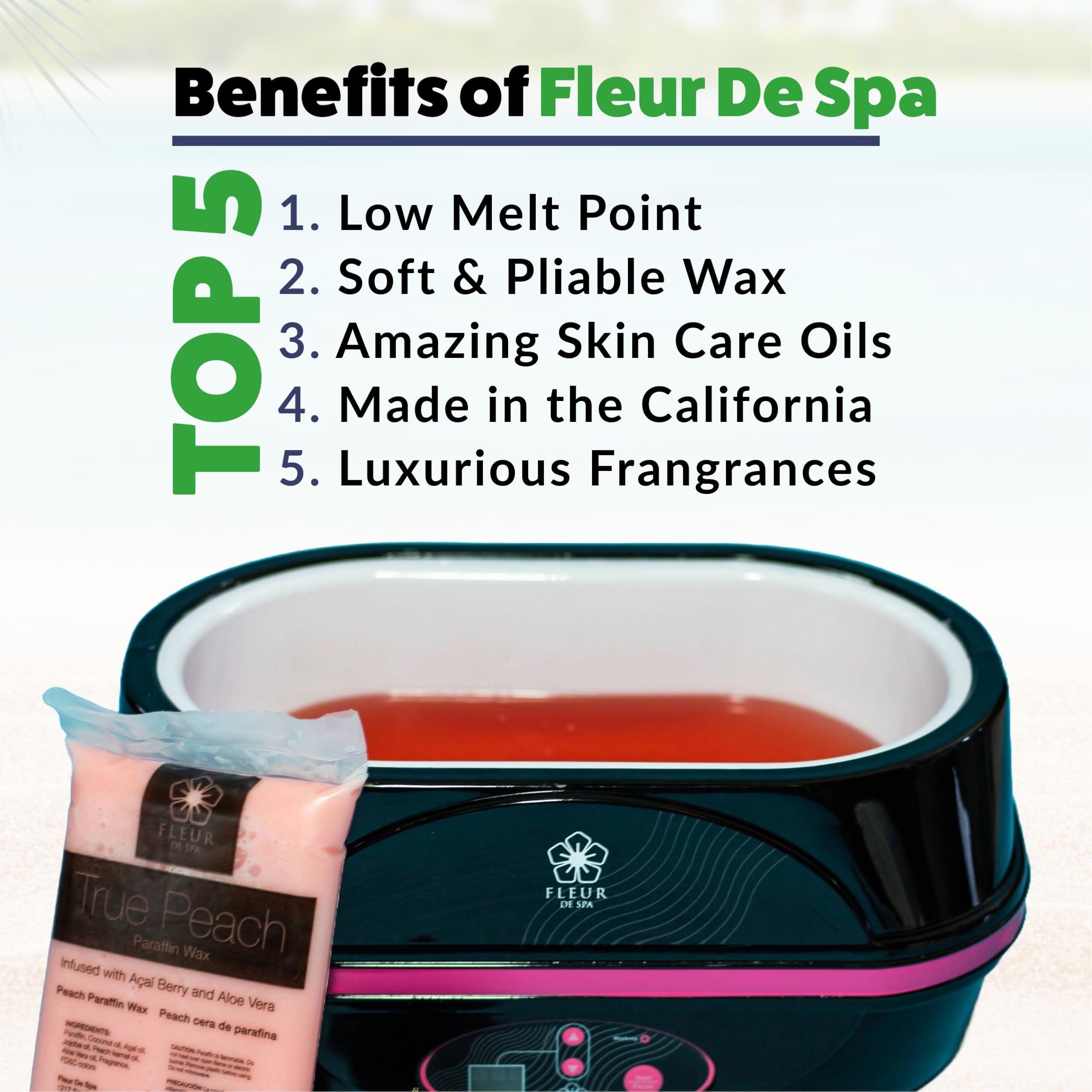 Paraffin Wax Refills 6lb by Fleur De Spa – Made in USA with Coconut and Jojoba Oils