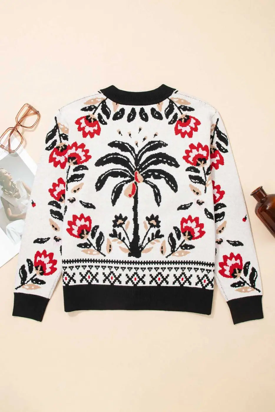 Floral Button-Up Knit Cardigan Women UK