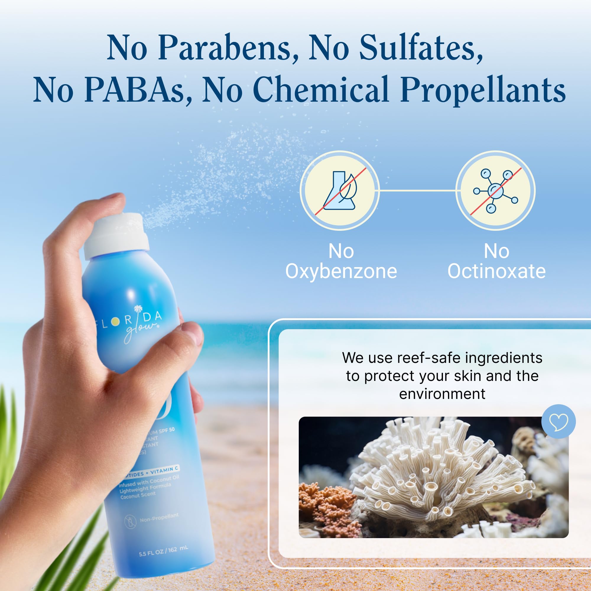 Florida Glow SPF 50 Sunscreen Spray by Florida Salt Scrubs — 2-Pack, Reef-Friendly