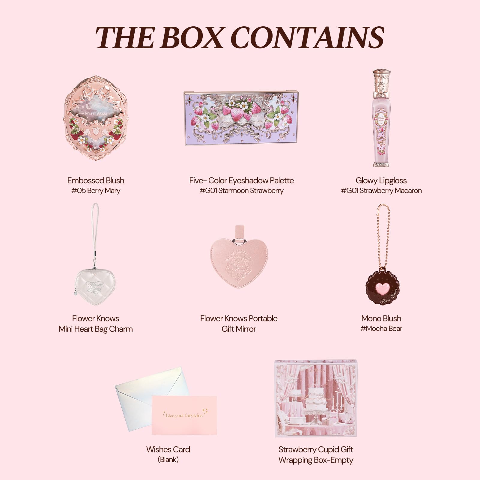 Flower Knows Feb-Blush Bliss: 8-Piece Romantic Makeup Box Set
