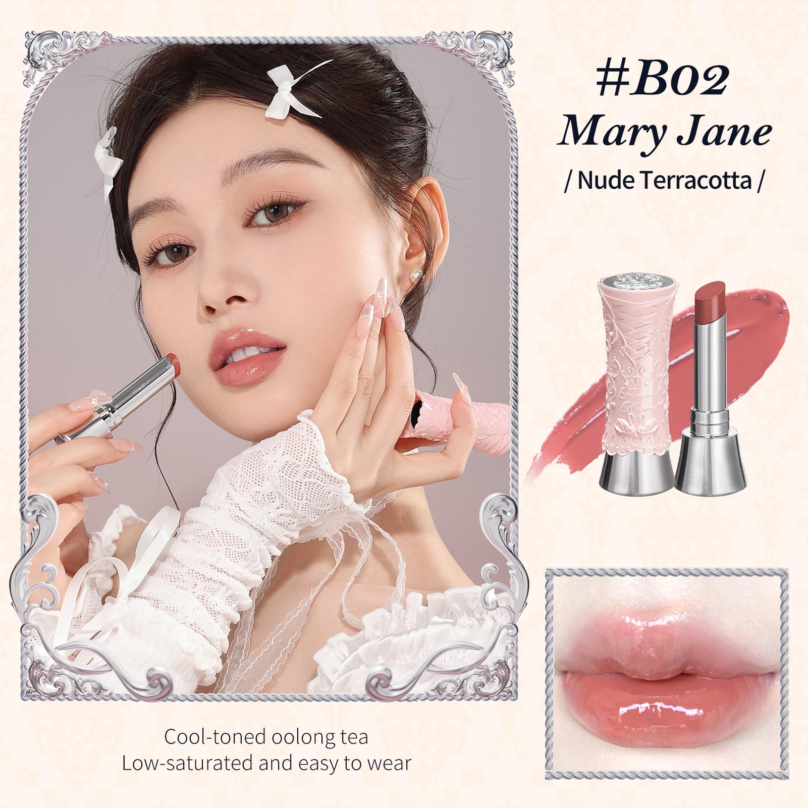 Flower Knows Swan Ballet Shine Lipstick & Hydrating Lip Gloss in Mary Jane Nude