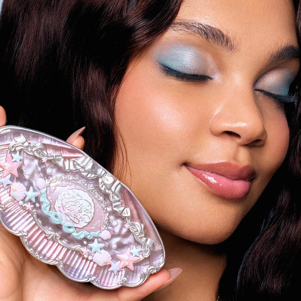 Flower Knows Shell's Jewel 6-Color Palette – Mermaid's Tears Aquatic Pastel, 4 Matte + 2 Shimmer