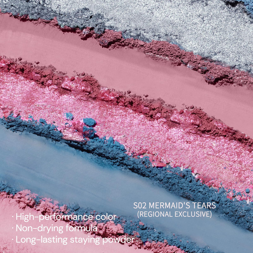 Flower Knows Shell's Jewel 6-Color Palette – Mermaid's Tears Aquatic Pastel, 4 Matte + 2 Shimmer