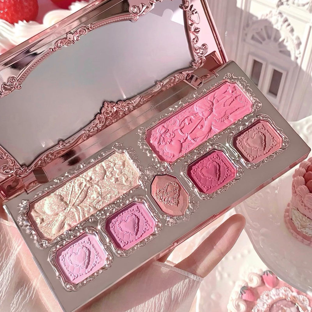 Flower Knows Strawberry Cupid Palette – Pink Matte & Shimmer 7-Shade Makeup Palette