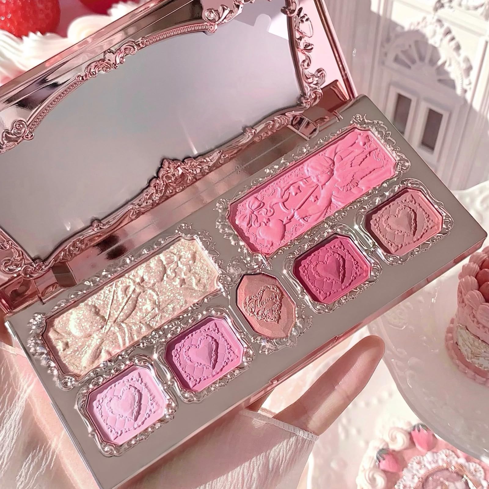 Flower Knows Strawberry Cupid Palette – Pink Matte & Shimmer 7-Shade Makeup Palette