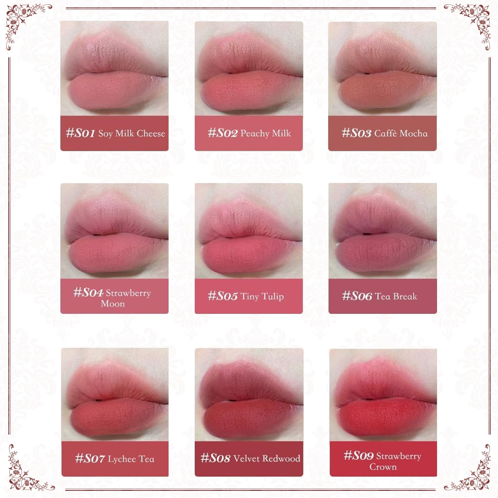 Flower Knows Strawberry Rococo Cloud Lip Cream – S03 Caffè Mocha Matte Lipstick