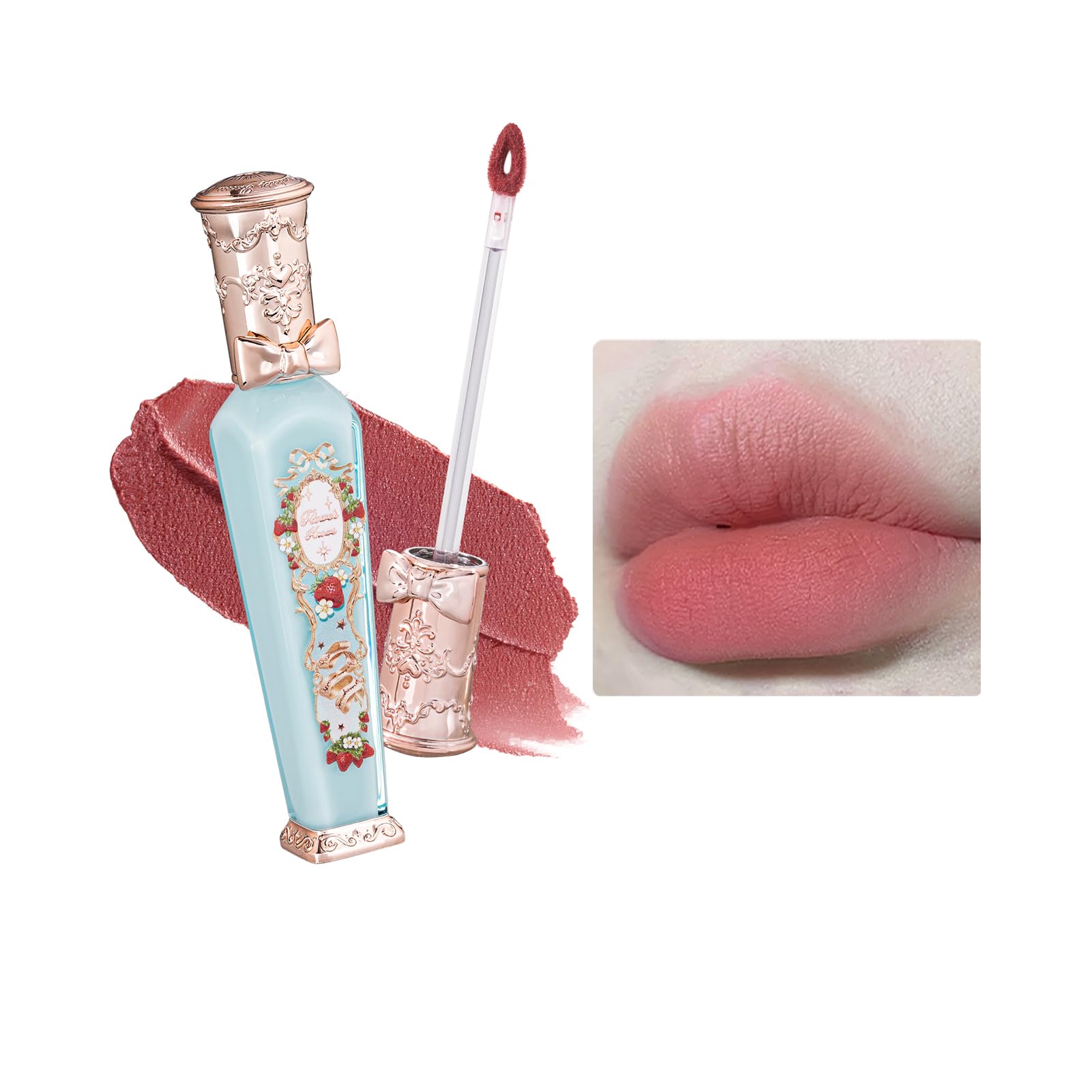 Flower Knows Strawberry Rococo Cloud Lip Cream – Long-Lasting Rosy Coral Matte Lipstick