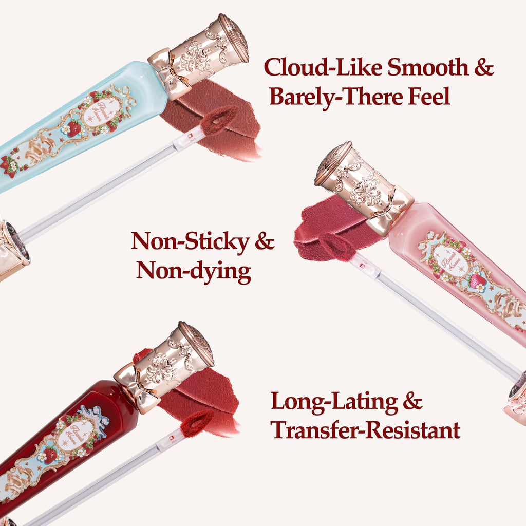 Flower Knows Strawberry Rococo Cloud Lip Cream – Long-Lasting Rosy Coral Matte Lipstick
