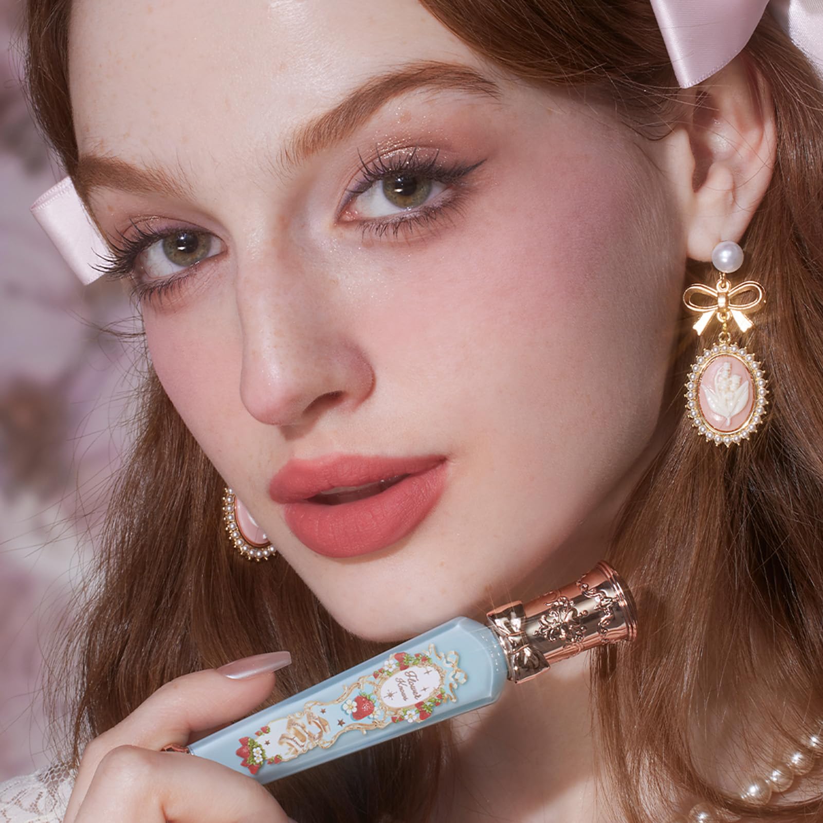 Flower Knows Strawberry Rococo Cloud Lip Cream – Long-Lasting Rosy Coral Matte Lipstick