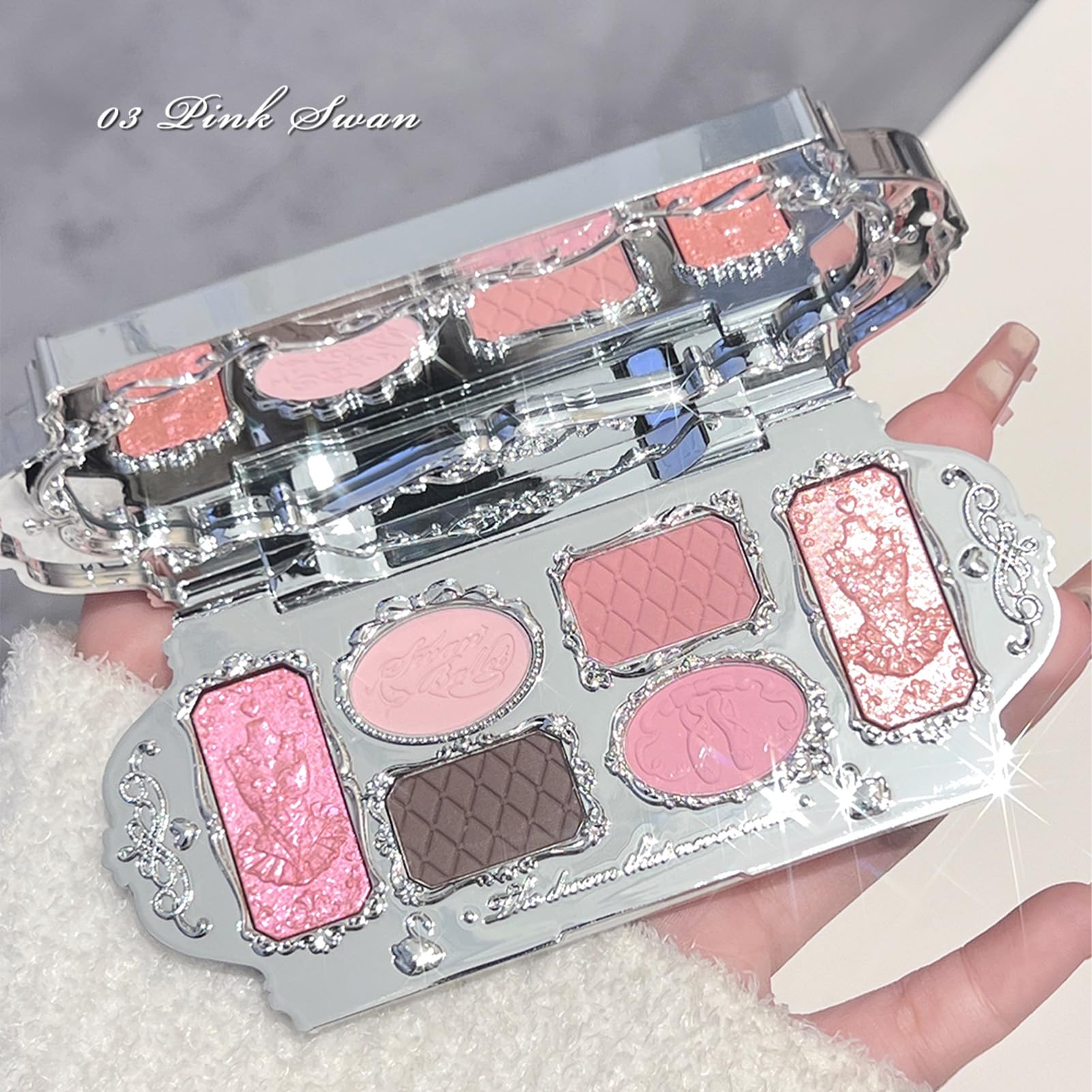 Flower Knows Swan Ballet Palette – 6-Color Soft Pink Face Makeup (0.23 oz)