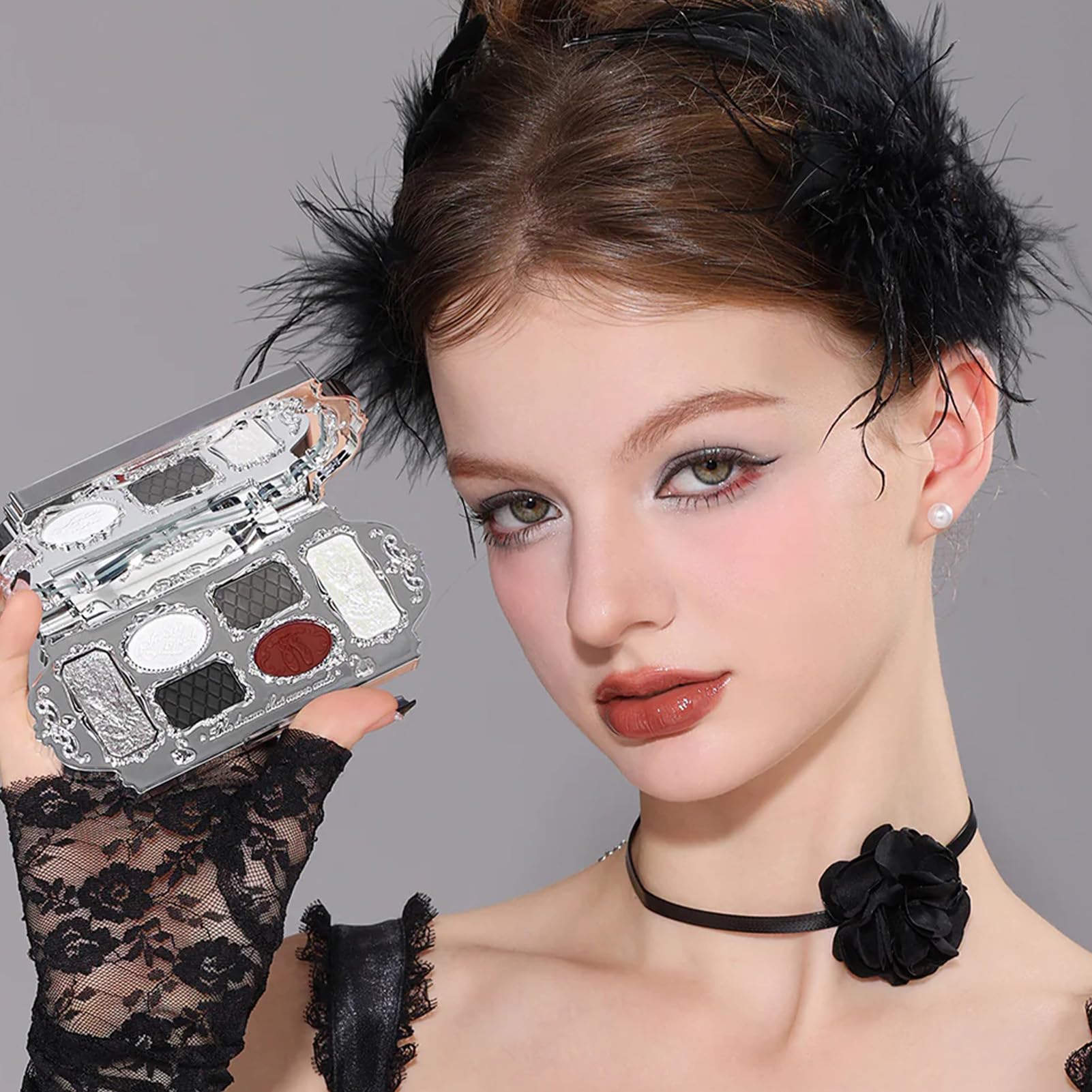 Flower Knows Swan Ballet Palette – Six-Color Matte & Shimmer Makeup (02 Black Swan)