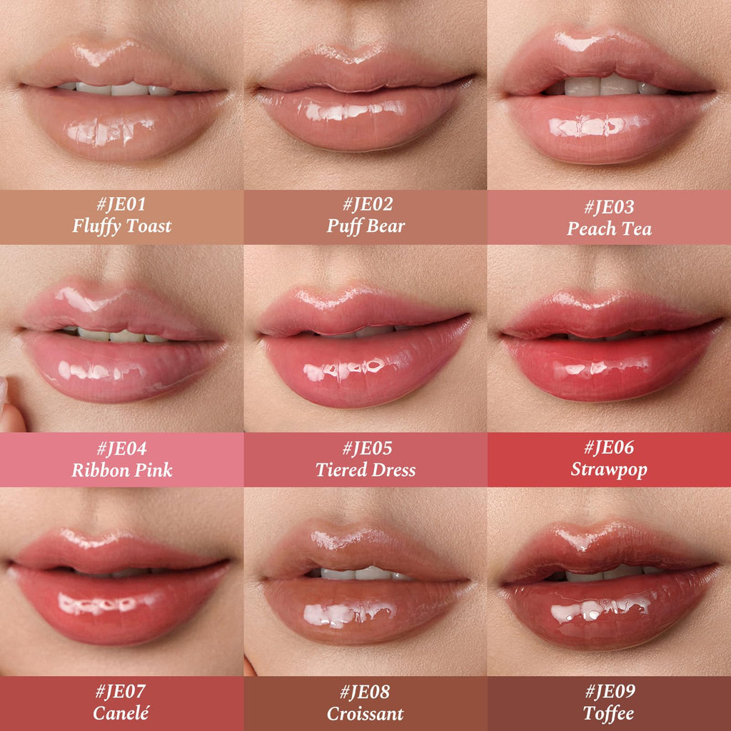 Flower Knows The Sweetie Bear Coating Lip Jelly JE03 Peach Tea – Non-Sticky Gloss, 0.18 oz