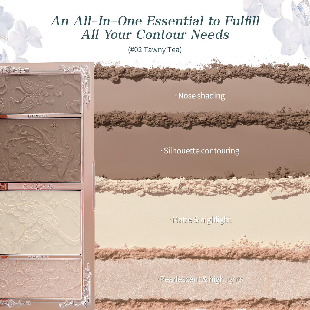 Flower Knows Butterfly Cloud Collar Palette – 4-in-1 Highlight & Contour (02 Tawny Tea)