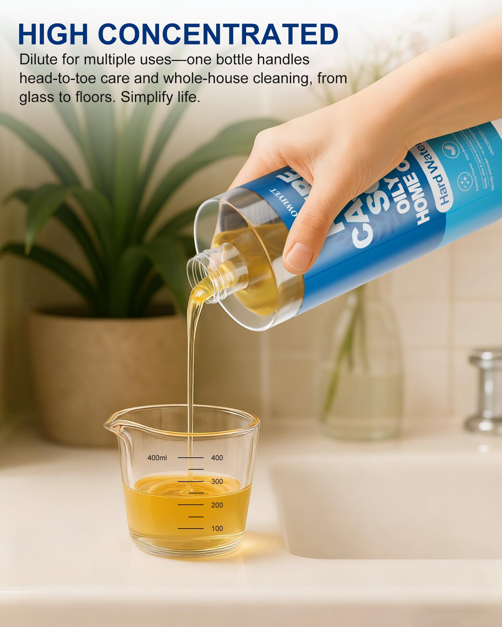 FLOWHYET Pure Castile Soap Liquid Unscented 1L | Hard Water Friendly Body Wash & Multi-Purpose Cleaner