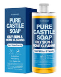 FLOWHYET Pure Castile Soap Liquid Unscented 1L | Hard Water Friendly Body Wash & Multi-Purpose Cleaner