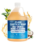FLOWHYET Pure Castile Soap Liquid Unscented – 1 Gallon Refill | Organic Multi-Purpose Cleanser