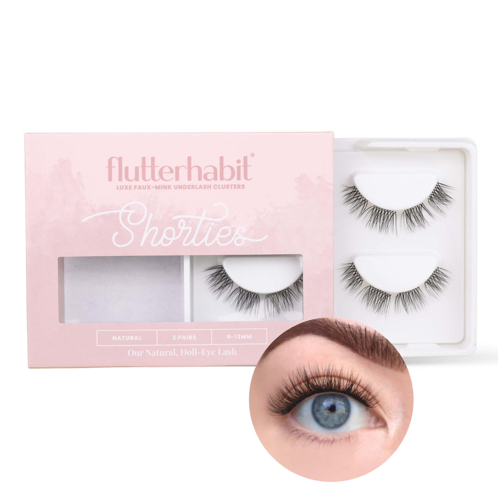FlutterHabit The Shorties Lashes – 2 Sets DIY Natural Lash Extensions, Up to 10 Days Wear, Salon-Quality Clusters, No Glue Included