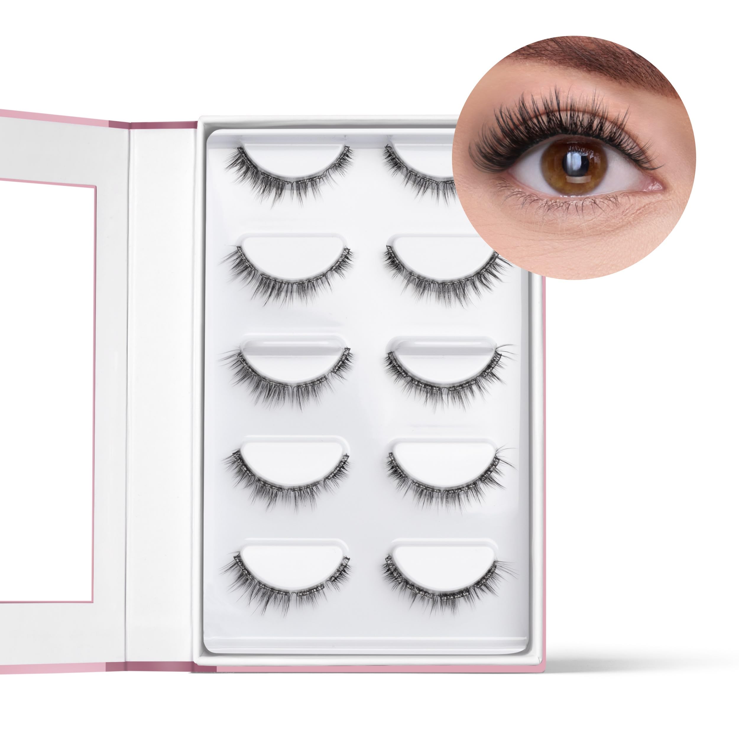 FlutterHabit STICKtionary Bestie Self-Adhesive Eyelashes Kit – No Glue, 5 Pairs, Natural Look