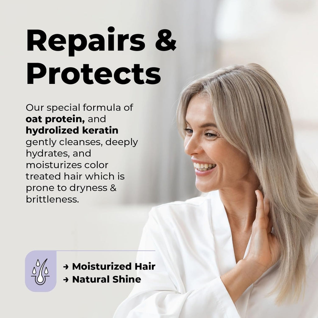 FLUX UP Purple Shampoo & Conditioner for Blonde & Silver Hair (17 oz) - Anti-Brass, Sulfate Free