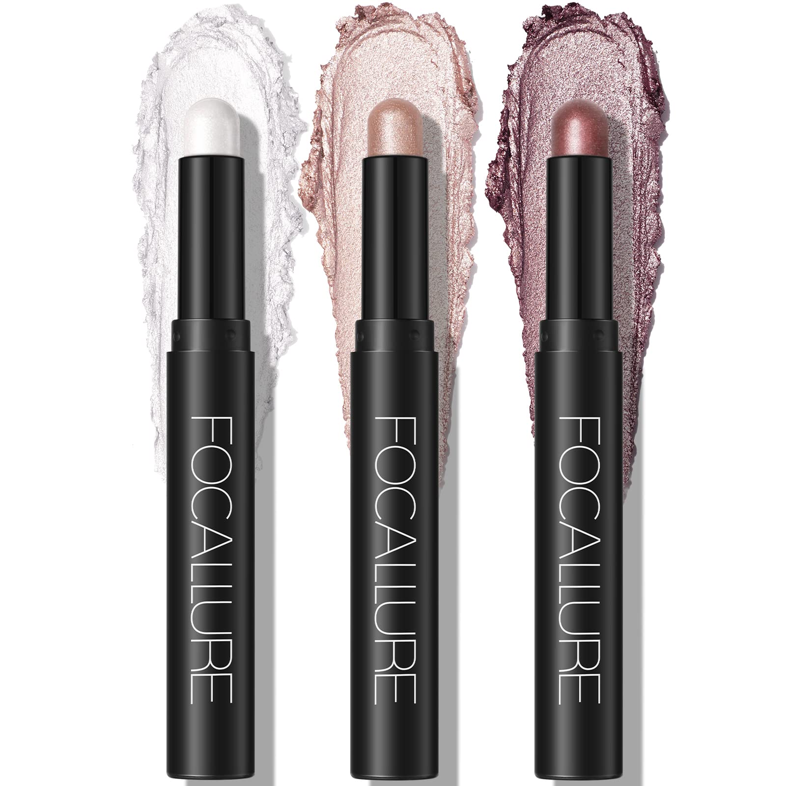 FOCALLURE 3-Pcs 2-in-1 Eyeshadow & Eyeliner Pen – Shimmer Eye Shadow Pencil FA38-11116-123