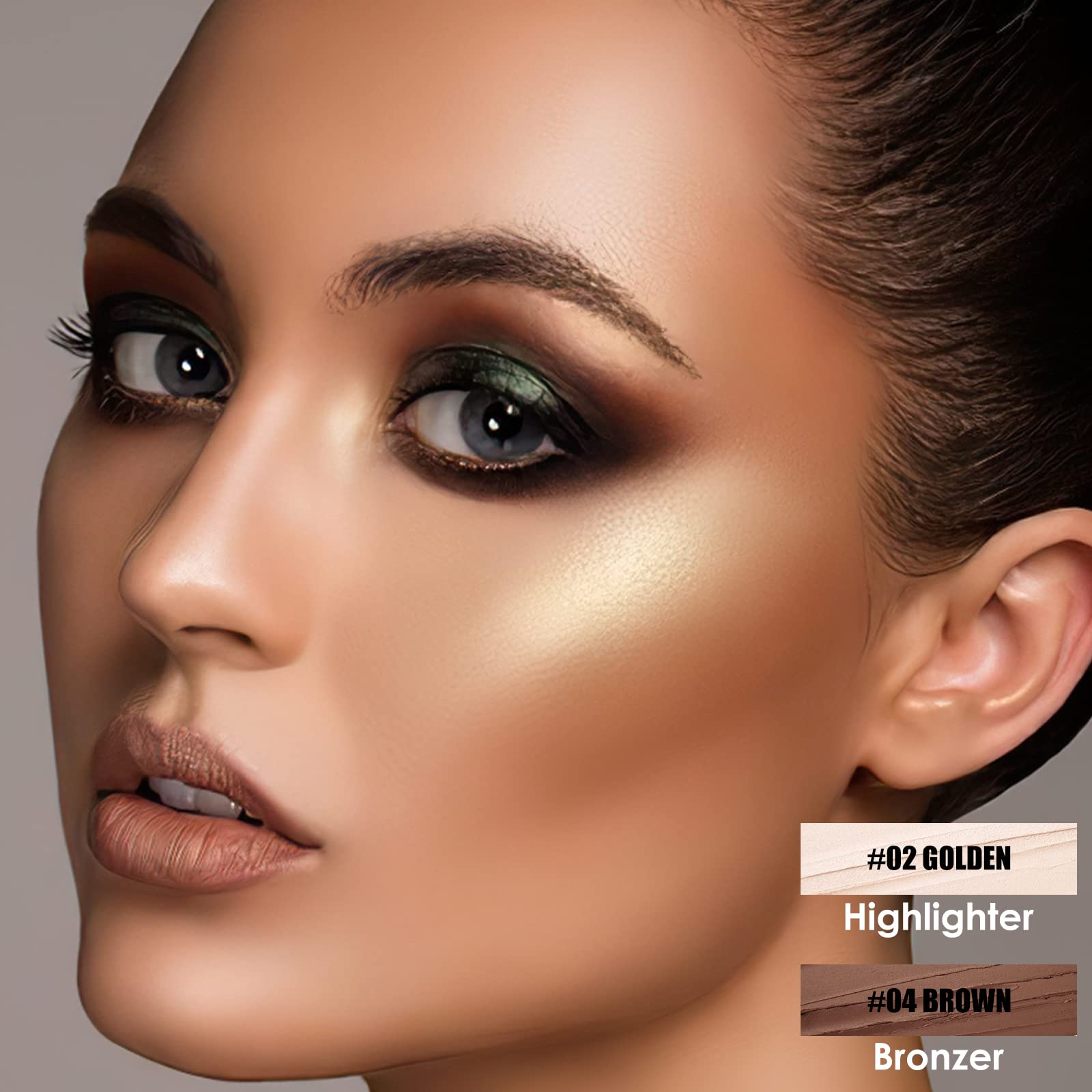 FOCALLURE 2 Pcs Contour Foundation Stick – Dual-Ended Highlight & Bronzer Pen for Sculpted, Long-Wear Look