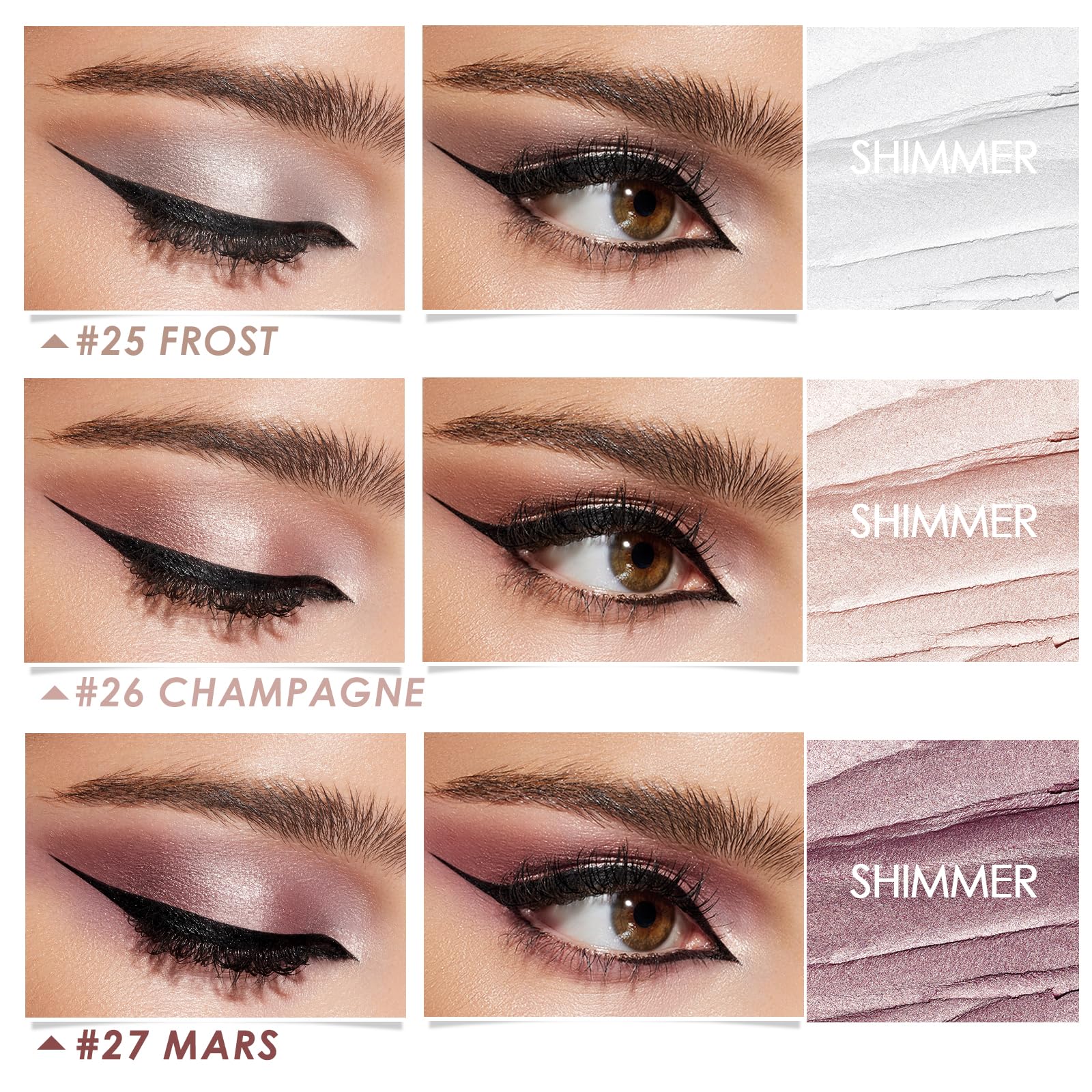 FOCALLURE 3-Pcs 2-in-1 Eyeshadow & Eyeliner Pen – Shimmer Eye Shadow Pencil FA38-11116-123