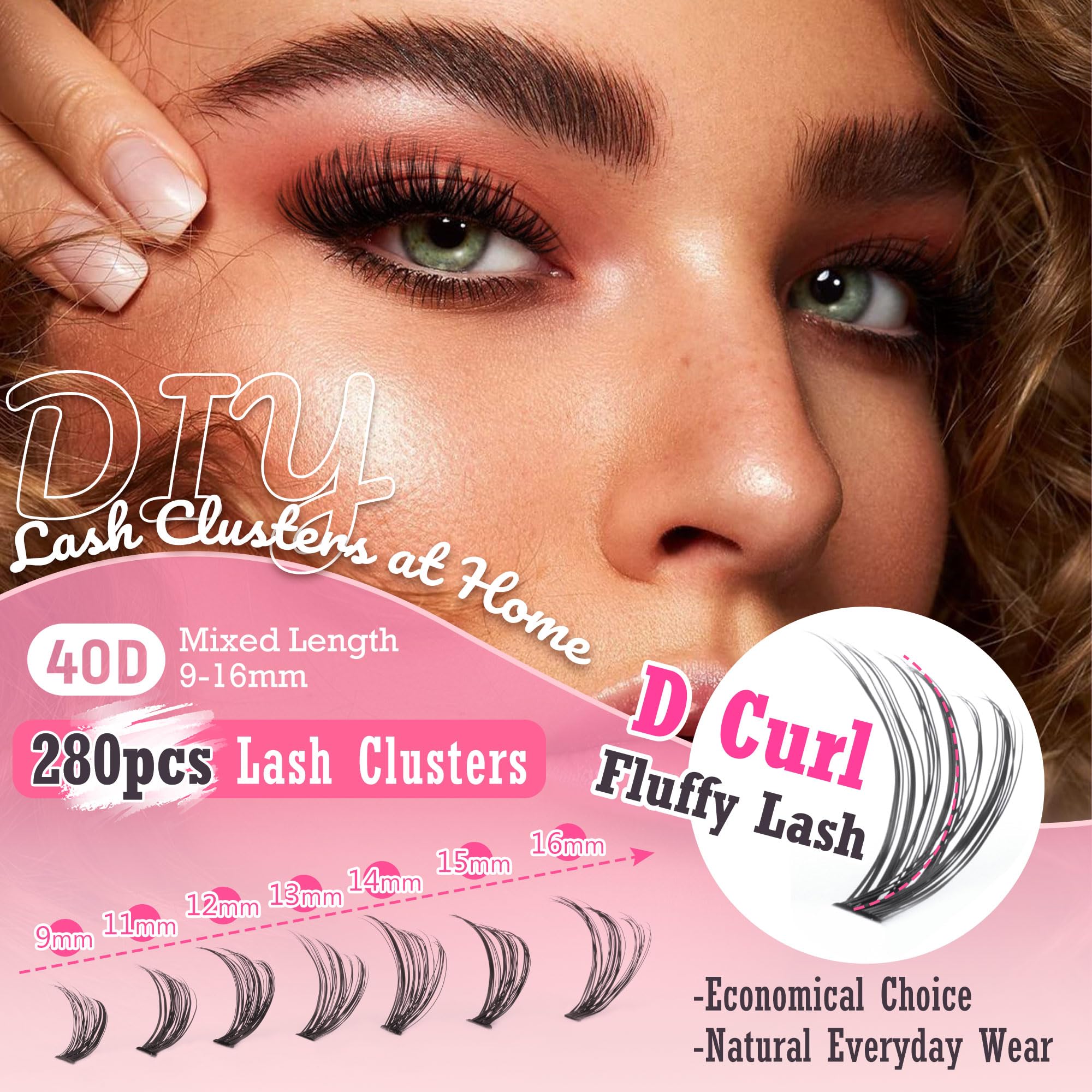Focipeysa Eyelash Extension Kit – D Curl Clusters 280pcs for DIY Beginners