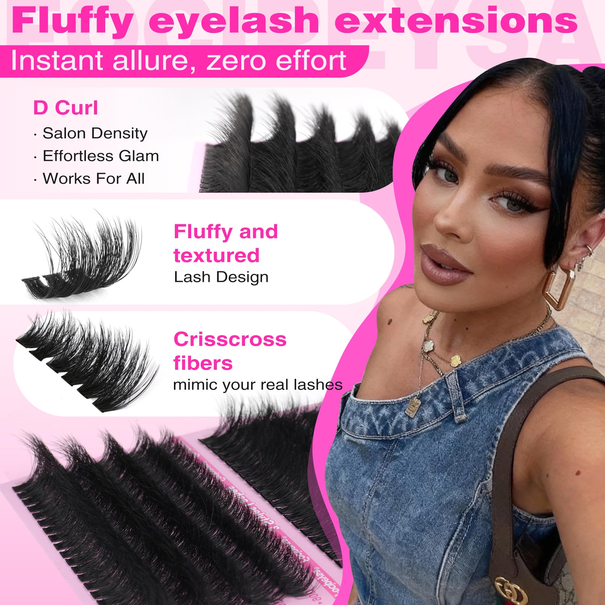 Focipeysa Full Volume Lash Extension Kit 70D/80D/90D — DIY Lash Clusters 10-18mm