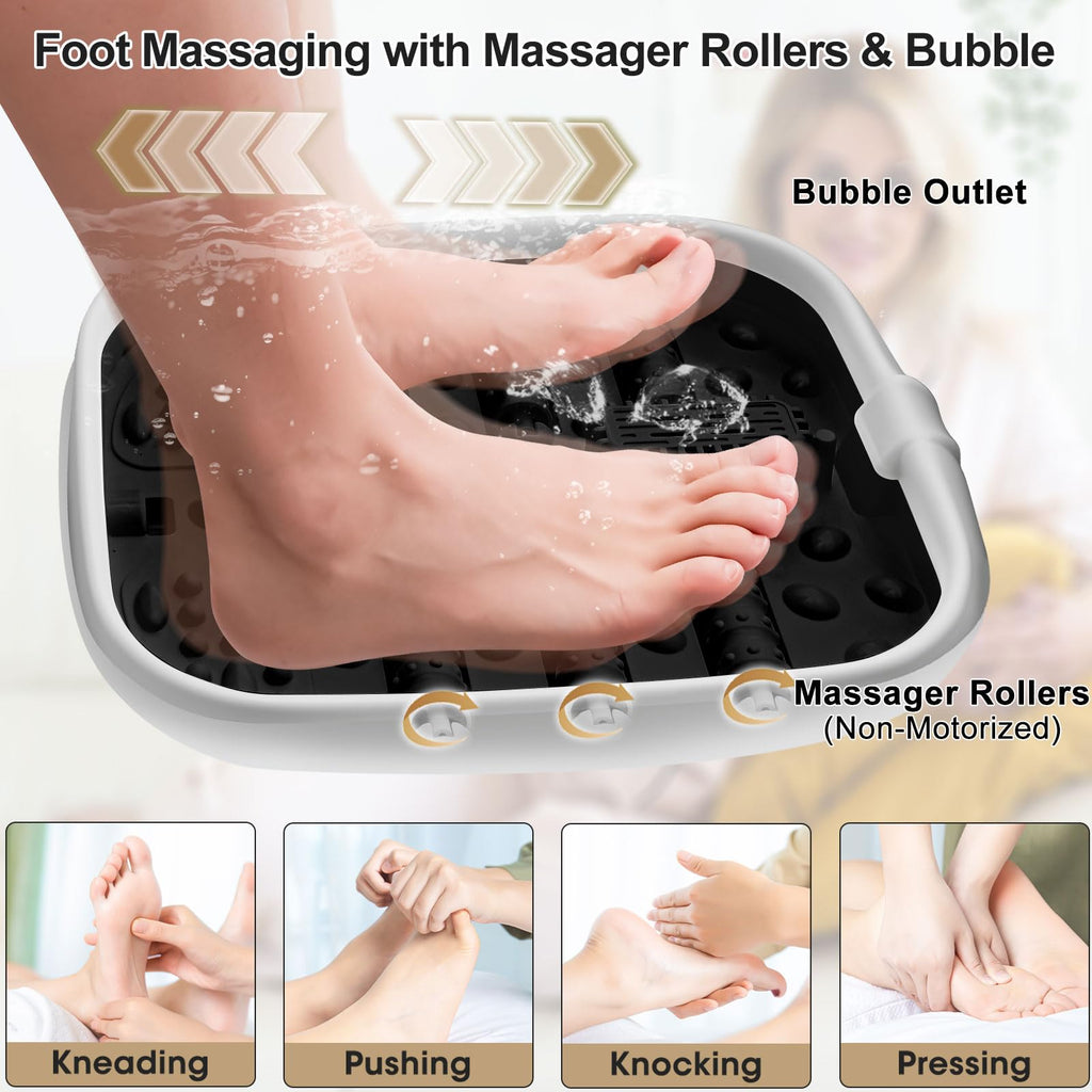FOFOJÔY Collapsible Foot Spa Bath with Heat, Massage Rollers, Bubbles & Remote