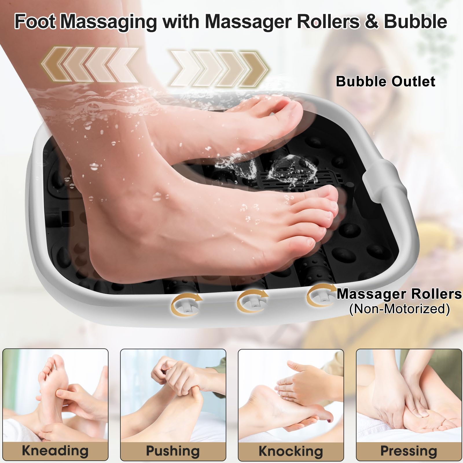 FOFOJÔY Collapsible Foot Spa Bath with Heat, Massage Rollers, Bubbles & Remote