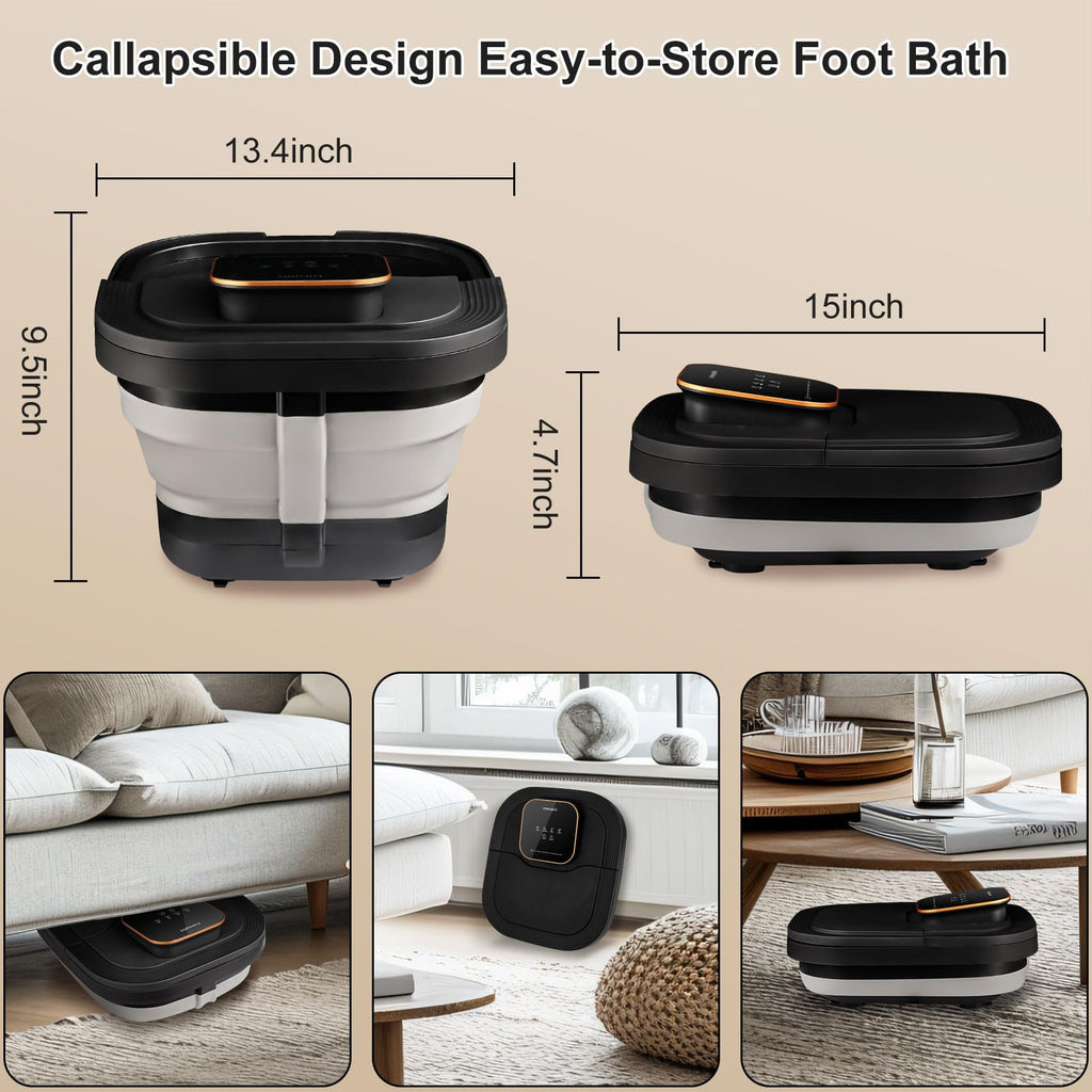 FOFOJÔY Collapsible Foot Spa Bath with Heat, Massage Rollers, Bubbles & Remote