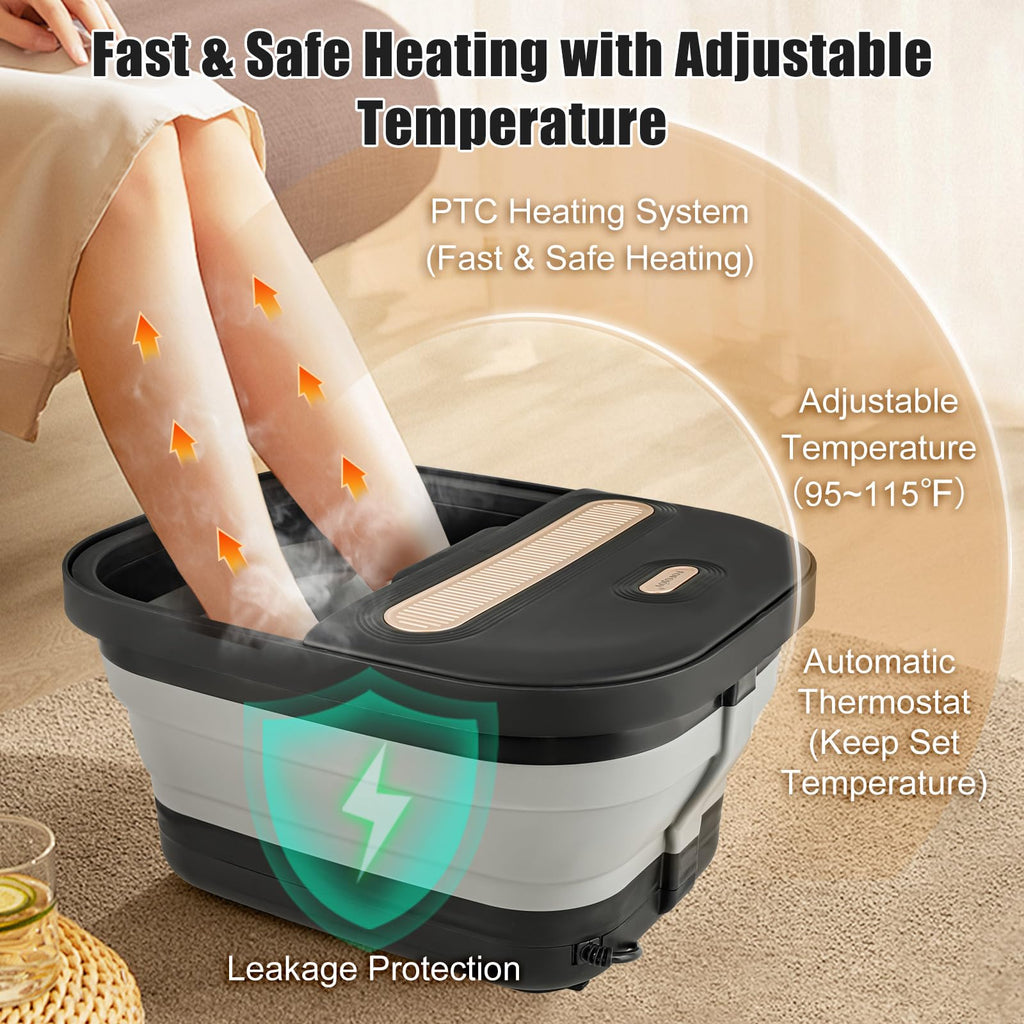 FOFOJÔY Collapsible Foot Spa Bath with Massager, Heat, Bubble Jets & Remote