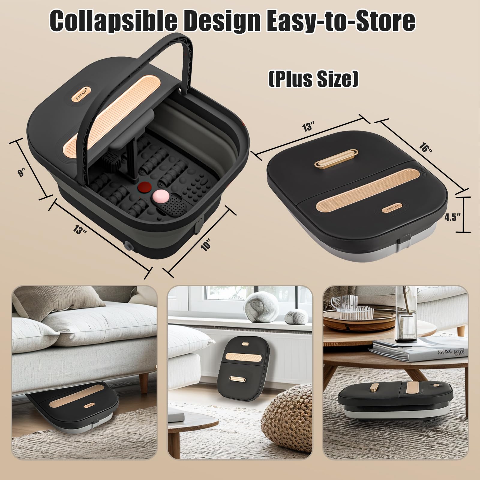 FOFOJÔY Collapsible Foot Spa Bath with Massager, Heat, Bubble Jets & Remote