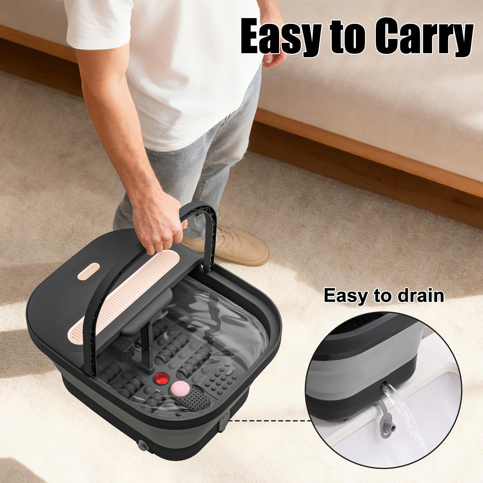 FOFOJÔY Collapsible Foot Spa Bath with Massager, Heat, Bubble Jets & Remote