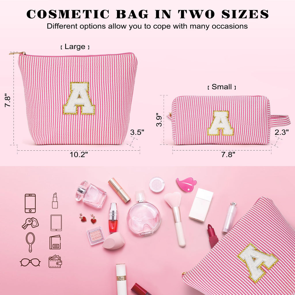 Fohufo Travel Makeup Bag Organizer – Initial Zipper Toiletry Bag for Women (Blue Letter G)
