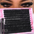 FOINEMYED Lash Clusters Kit 330Pcs, 200D Mega Volume Lashes, 12-22mm, DIY Lash Extensions