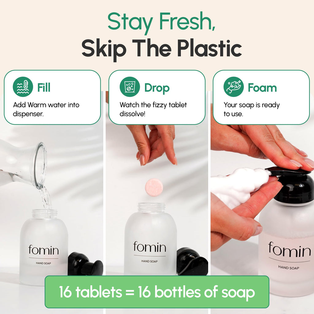 FOMIN Basil Mandarin Foaming Hand Soap Refills (16 Tablets) - 128 oz Total