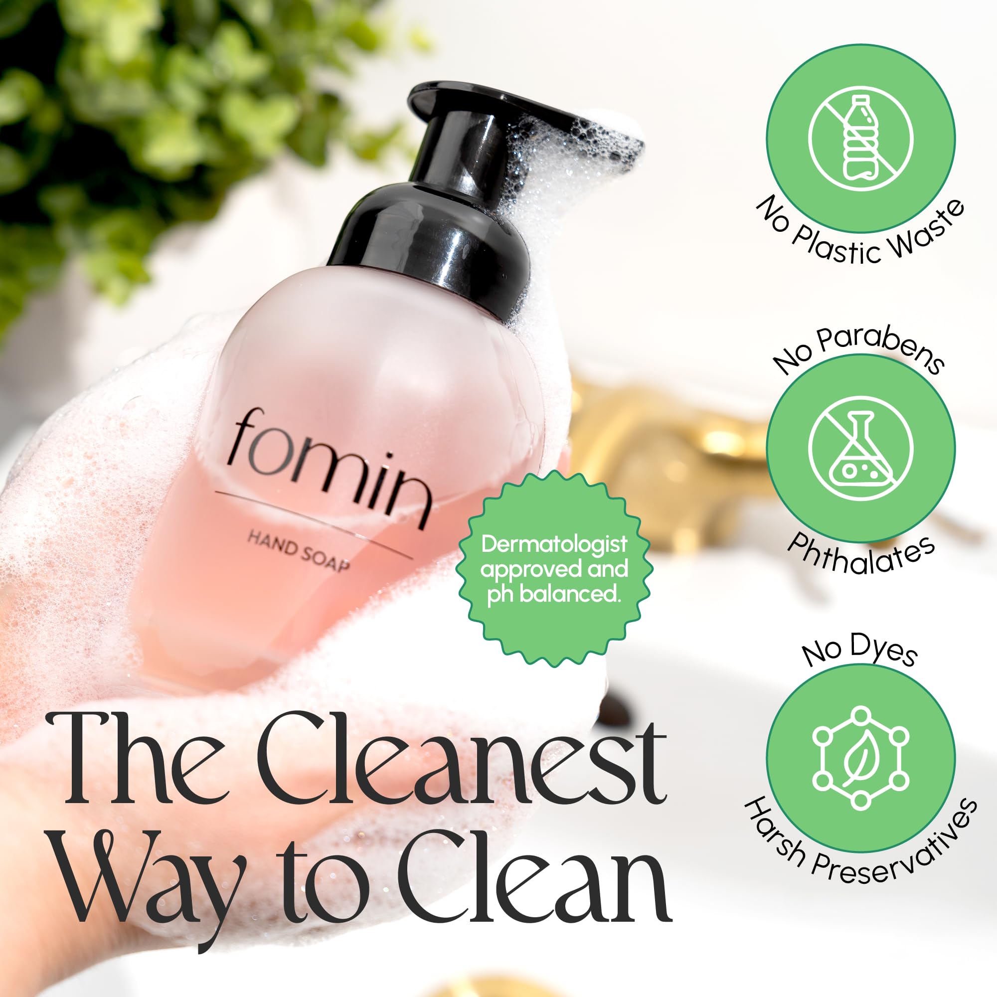 FOMIN Basil Mandarin Foaming Hand Soap Refills (16 Tablets) - 128 oz Total