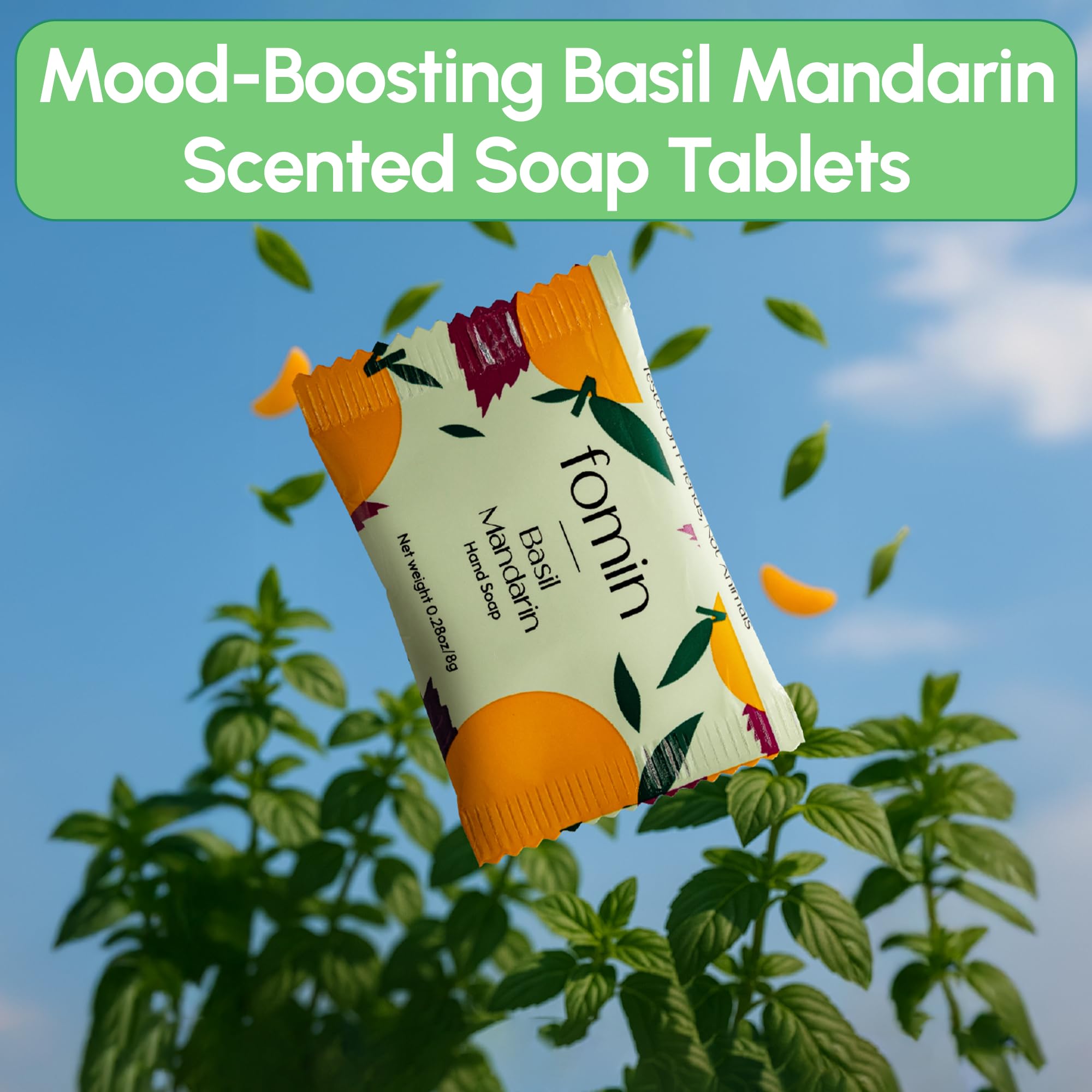 FOMIN Basil Mandarin Foaming Hand Soap Refills (16 Tablets) - 128 oz Total