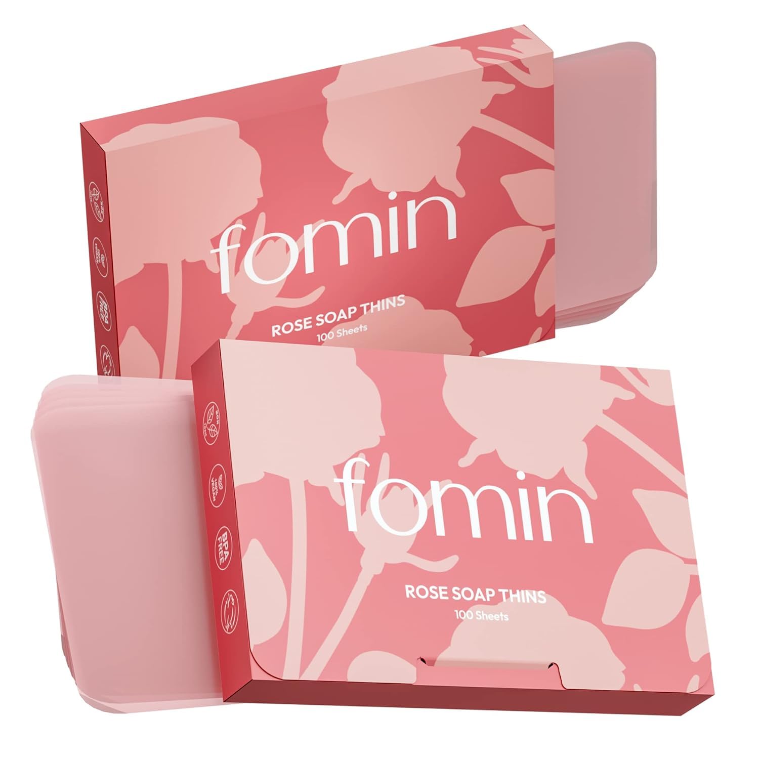 FOMIN Antibacterial Paper Soap Sheets – Rose (200 Sheets) Portable Travel Hand Washing