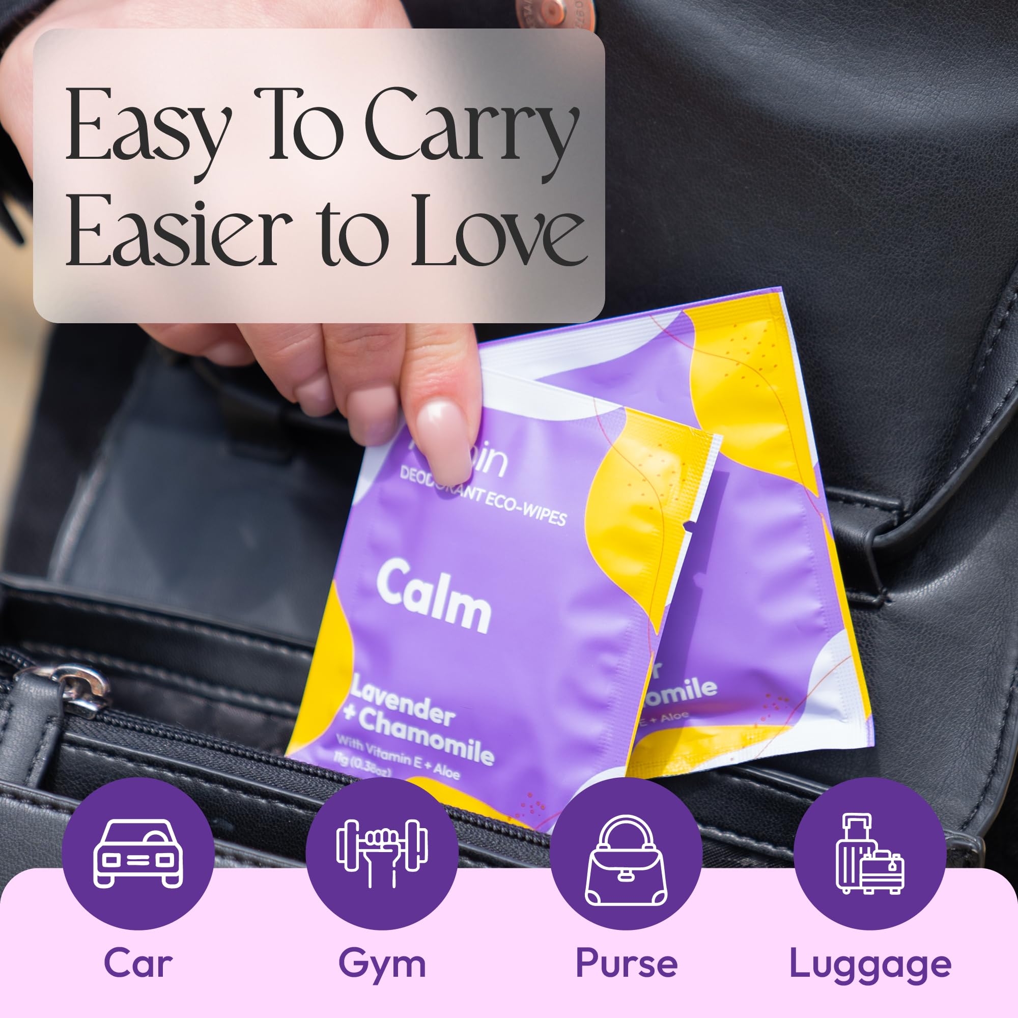 FOMIN Travel Deodorant Wipes – 50 Count, Calming Lavender & Chamomile, Plastic-Free
