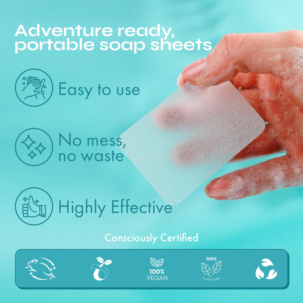 FOMIN Antibacterial Paper Soap Sheets – Rose (200 Sheets) Portable Travel Hand Washing