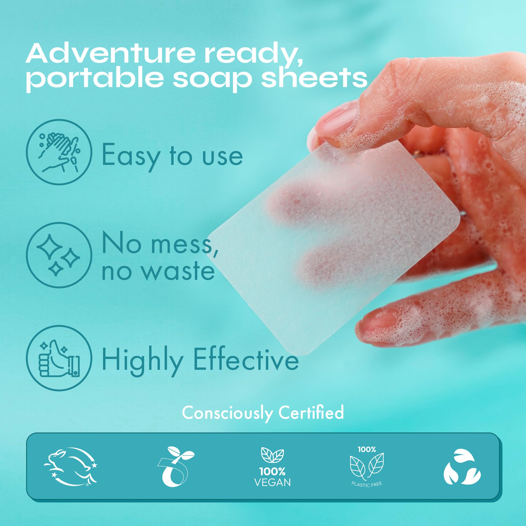 FOMIN Antibacterial Paper Soap Sheets – Rose (200 Sheets) Portable Travel Hand Washing